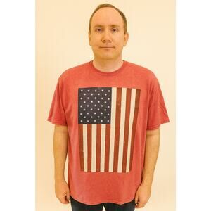 NWT well worn USA American flag patriotic republican fourth of July top L light